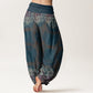 Pure Cotton Casual Lycoris Radiata Mandala Pattern Women's Elastic Waist Harem Pants