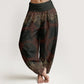 Pure Cotton Casual Lycoris Radiata Mandala Pattern Women's Elastic Waist Harem Pants