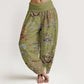 Pure Cotton Golden Dragons Auspicious Clouds Design Women's Elastic Waist Harem Pants