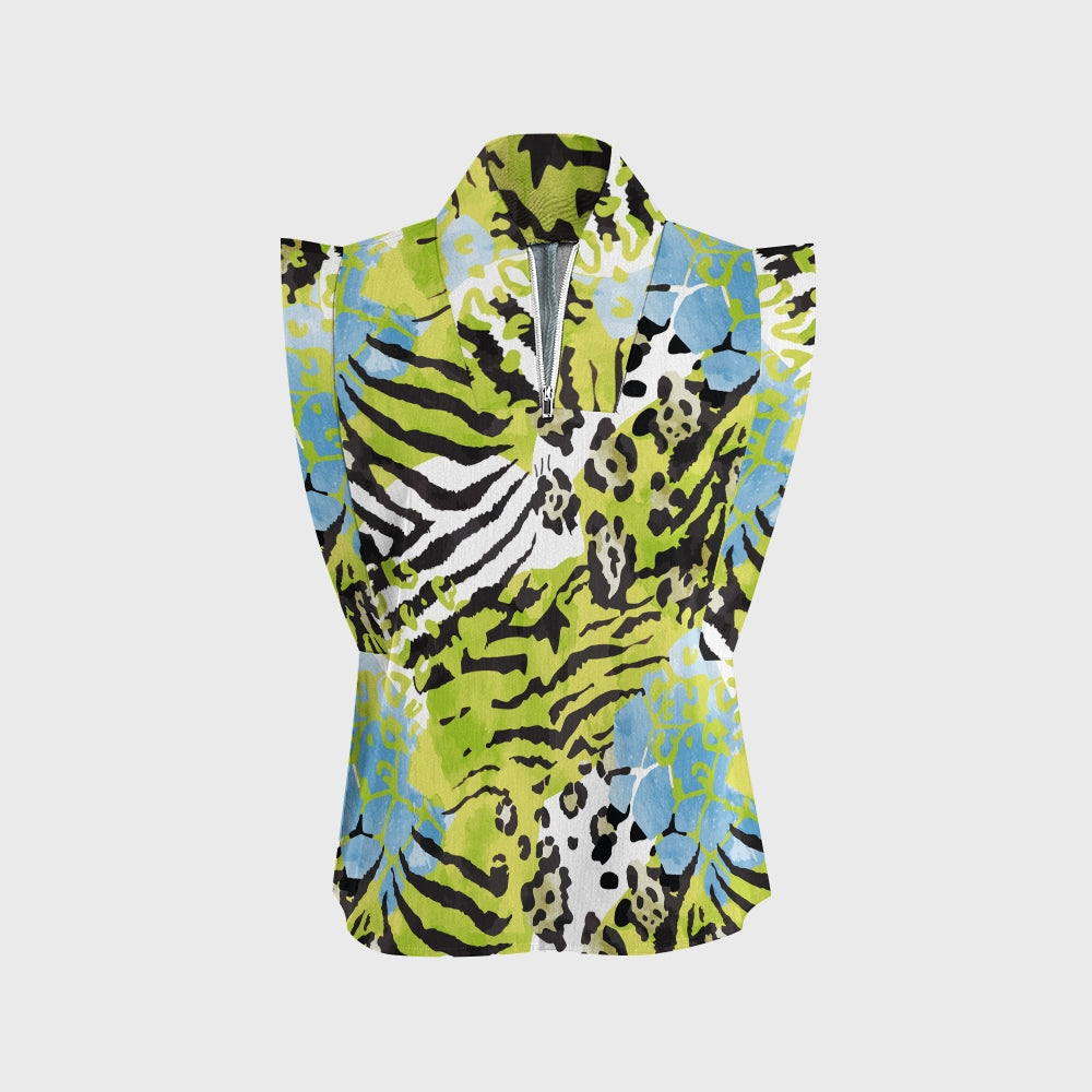 Women's Green Mixed Animal Printed Scrub Set SL09