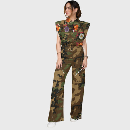 Women's Vintage Floral Camouflage Printed Scrub Set SA06