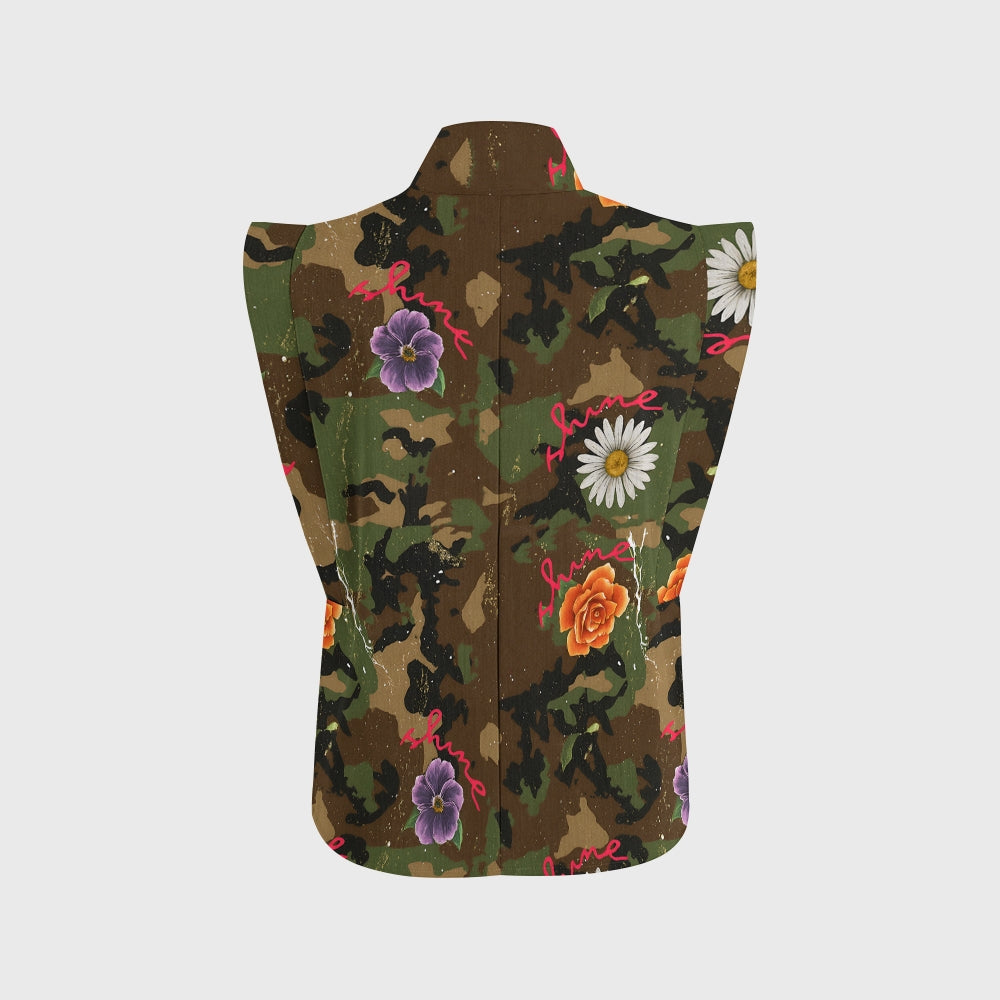 Women's Vintage Floral Camouflage Printed Scrub Set SA06