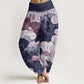 Pure Cotton Casual Auspicious Clouds Pattern Women's Elastic Waist Harem Pants