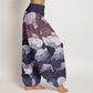 Pure Cotton Casual Auspicious Clouds Pattern Women's Elastic Waist Harem Pants
