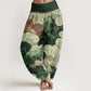 Pure Cotton Casual Auspicious Clouds Pattern Women's Elastic Waist Harem Pants