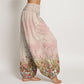 Pure Cotton Casual Colorful Wildflower Field Pattern Women's Elastic Waist Harem Pants