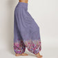 Pure Cotton Casual Colorful Wildflower Field Pattern Women's Elastic Waist Harem Pants
