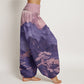 Cotton Casual Mountains Trees Branches Pattern Women's Elastic Waist Harem Pants