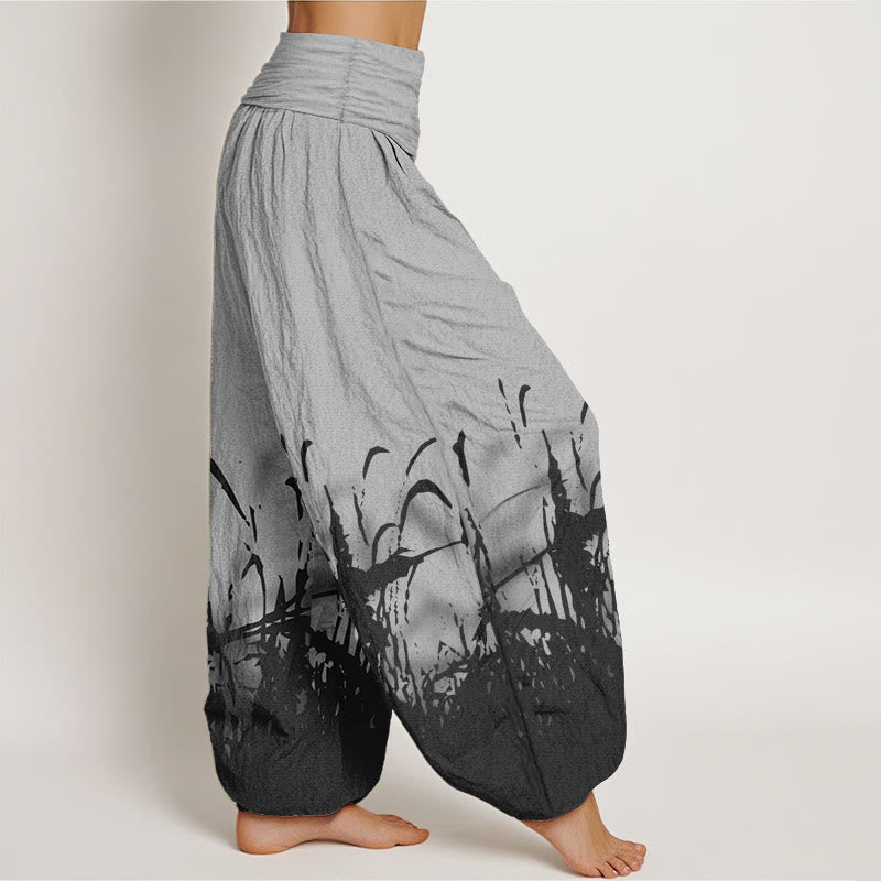 Pure Cotton Wild Grass Pattern Women's Elastic Waist Harem Pants