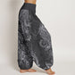 Pure Cotton Casual Peacock Design Women's Elastic Waist Harem Pants