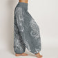 Pure Cotton Casual Peacock Design Women's Elastic Waist Harem Pants