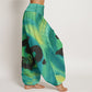 Cotton OM Symbol Lotus Flower Pattern Women's Elastic Waist Harem Pants