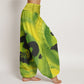Cotton OM Symbol Lotus Flower Pattern Women's Elastic Waist Harem Pants