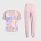 Women's Pastel Leopard Printed Scrub Set SL10