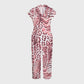 Women's Pink Leopard Printed Scrub Jumpsuit JL02