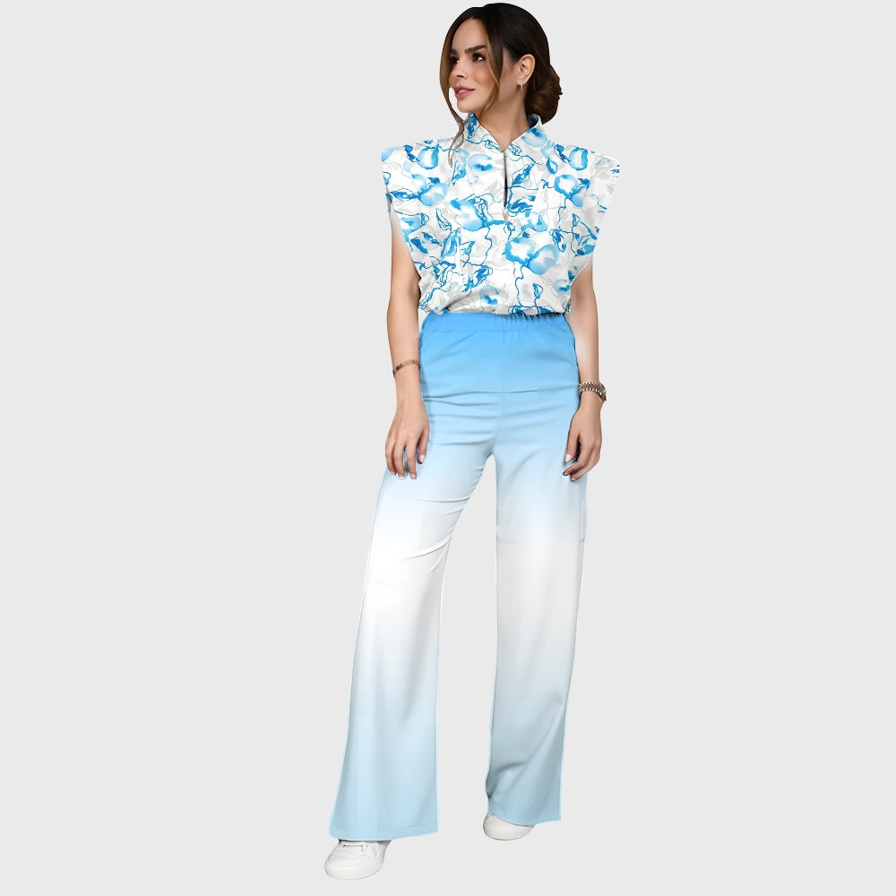 Women's Peace Ocean Ombre Printed Scrub Set SG07