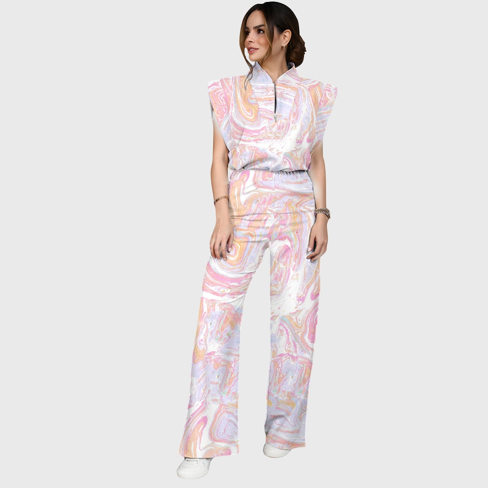 Women's Pastel Fluid Marble Printed Scrub Set  SM04