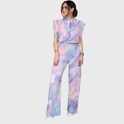 Women's Iridescent Pastel Marble Printed Scrub Set  SM05