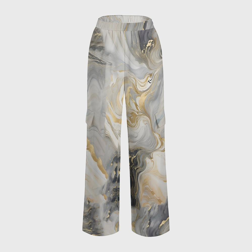 Women's Gold Grey Marble Printed Scrub Set  SM06