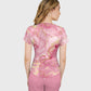 Women's Pink Gold Marble Printed Scrub Set SA07