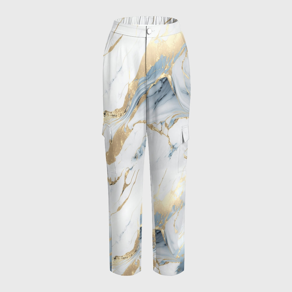 Women's Blue White Marble Printed Scrub Set SA09