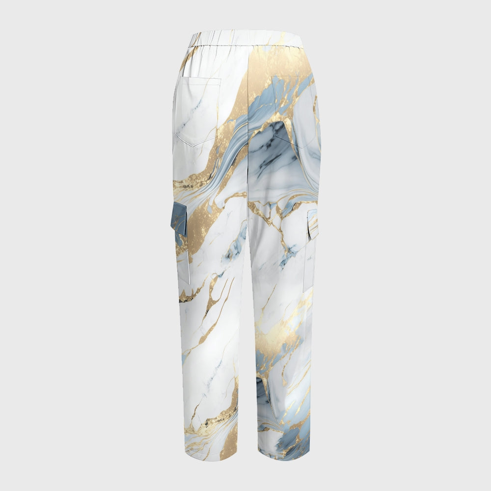 Women's Blue White Marble Printed Scrub Set SA09