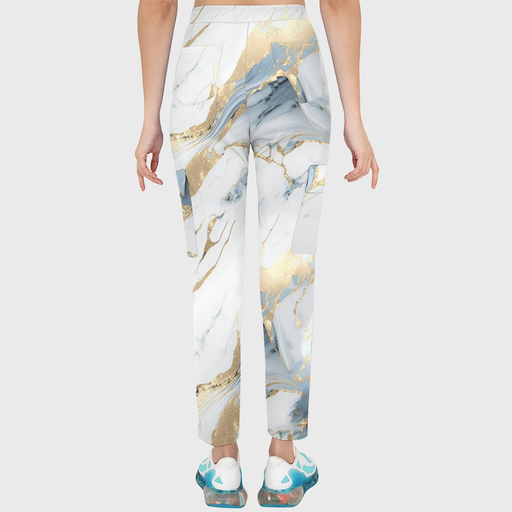 Women's Blue White Marble Printed Scrub Set SA09