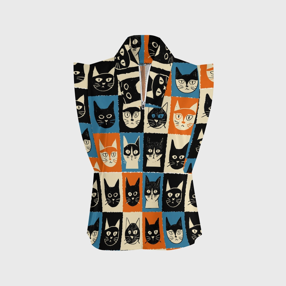 Women's Checkered Cats Printed Scrub Set SN11