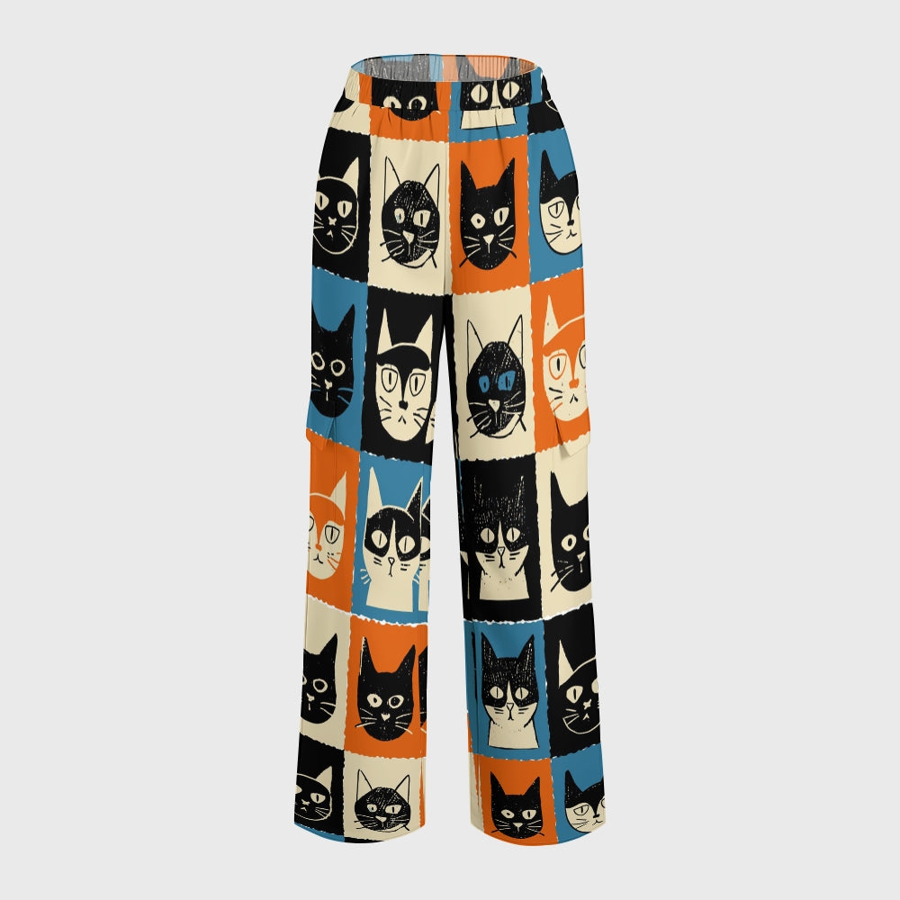 Women's Checkered Cats Printed Scrub Set SN11