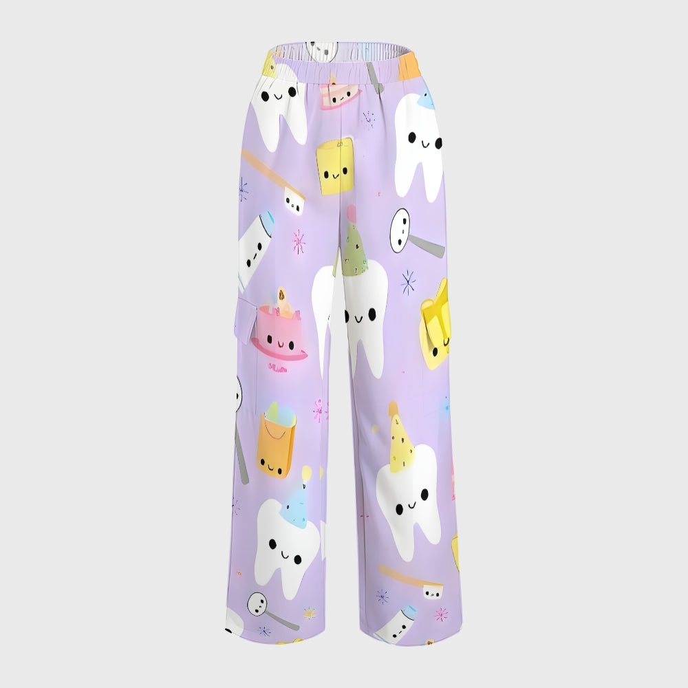 Women's Happy Birthday Teeth Printed Scrub Set ST02