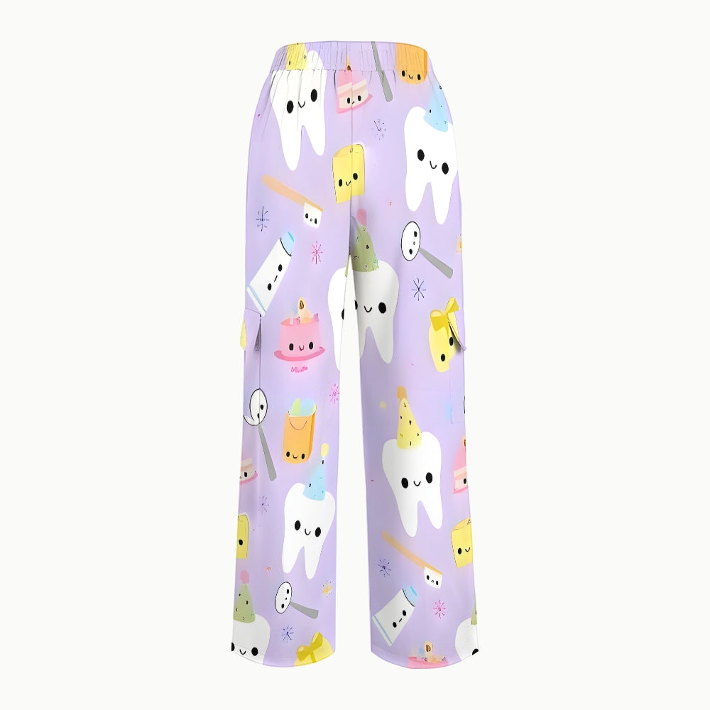 Women's Happy Birthday Teeth Printed Scrub Set ST02