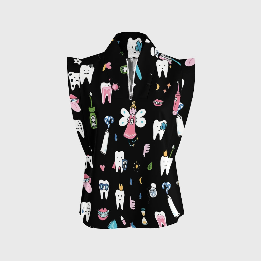 Women's Dentistry Brushing Teeth Printed Scrub Set ST03