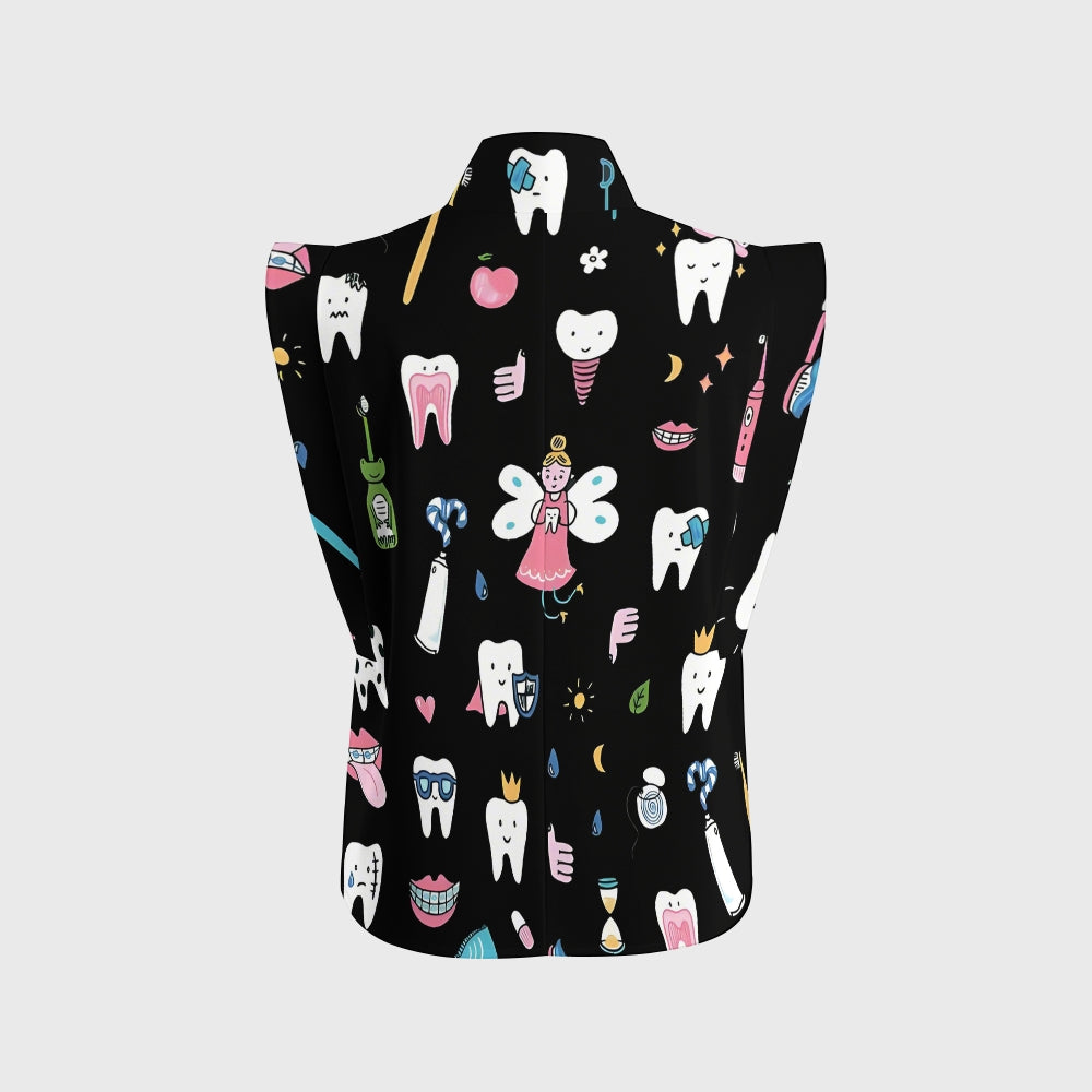 Women's Dentistry Brushing Teeth Printed Scrub Set ST03