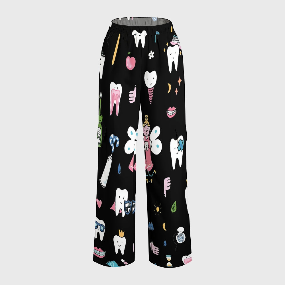 Women's Dentistry Brushing Teeth Printed Scrub Set ST03
