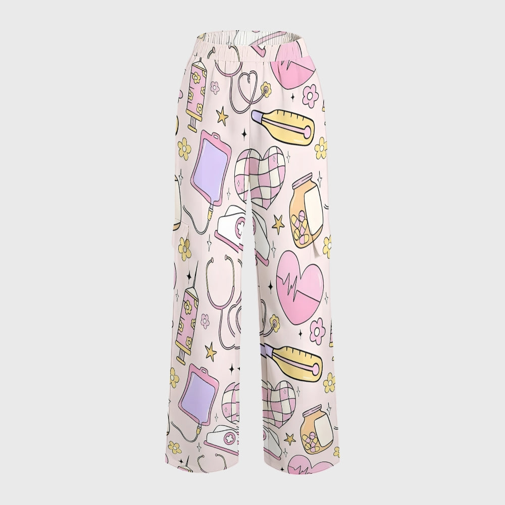 Women's Medical Stuff Printed Nurse Scrub Set ST04