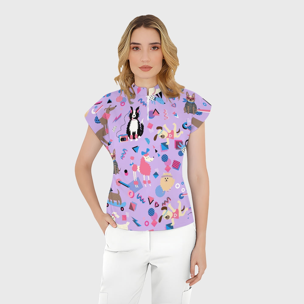 Women's Dogs Day Printed Scrub Set SN14