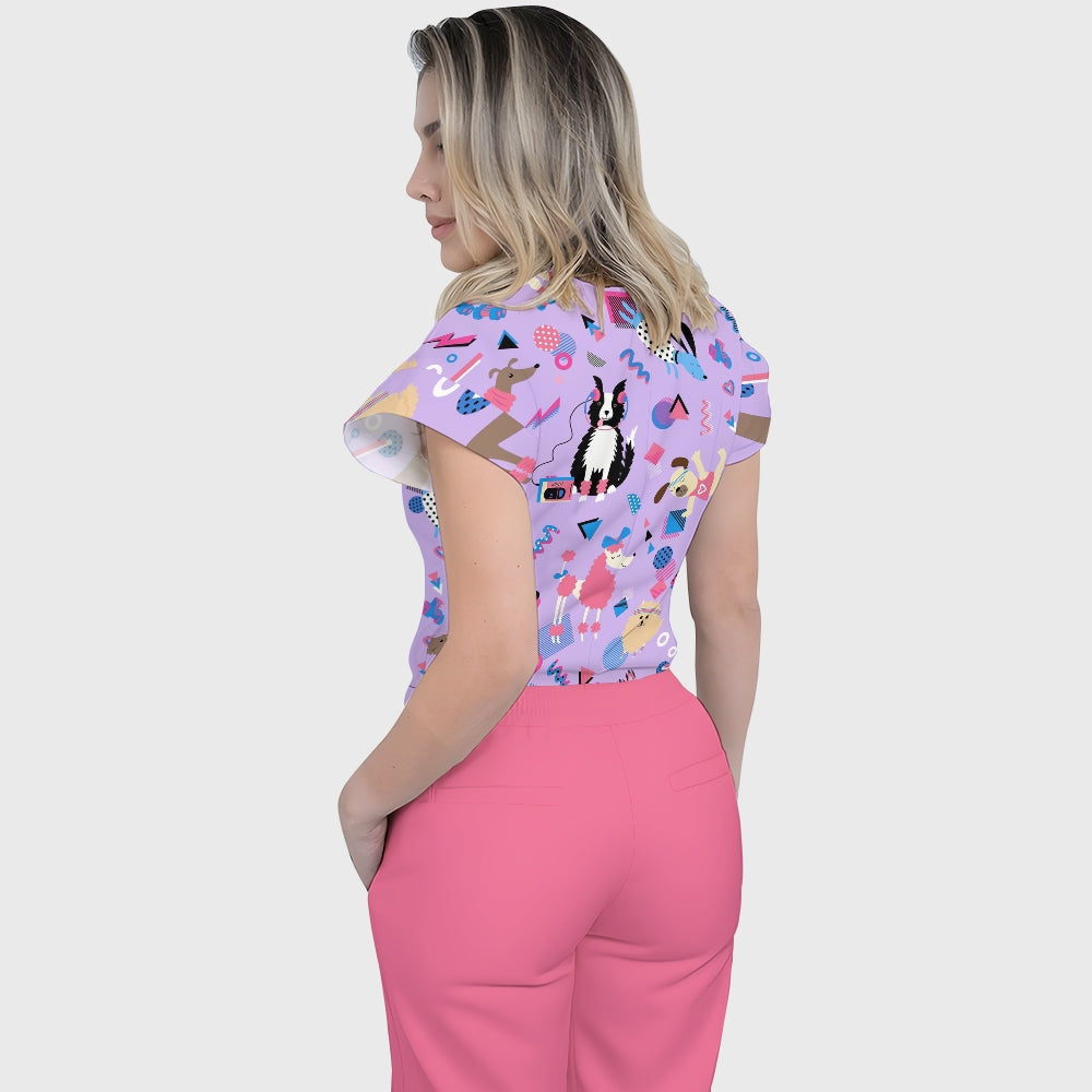 Women's Dogs Day Printed Scrub Set SN14