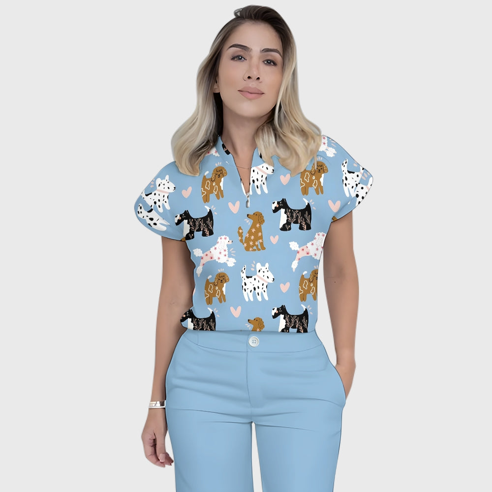 Women's Dog Lover Printed Scrub Set SN15