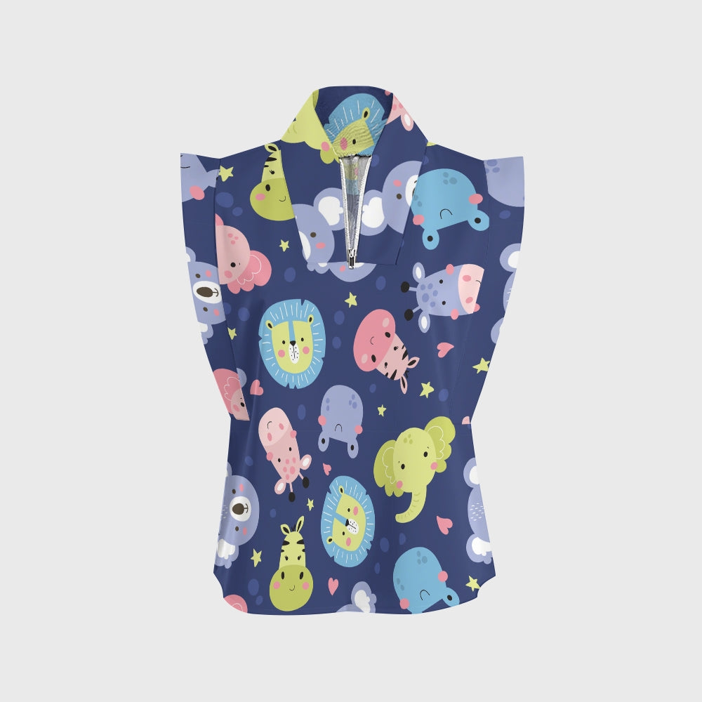 Women's Cartoon Night Safari Printed Scrub Set SN01