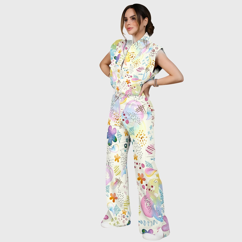 Women's Vibrant Spring Printed Scrub Set SG10