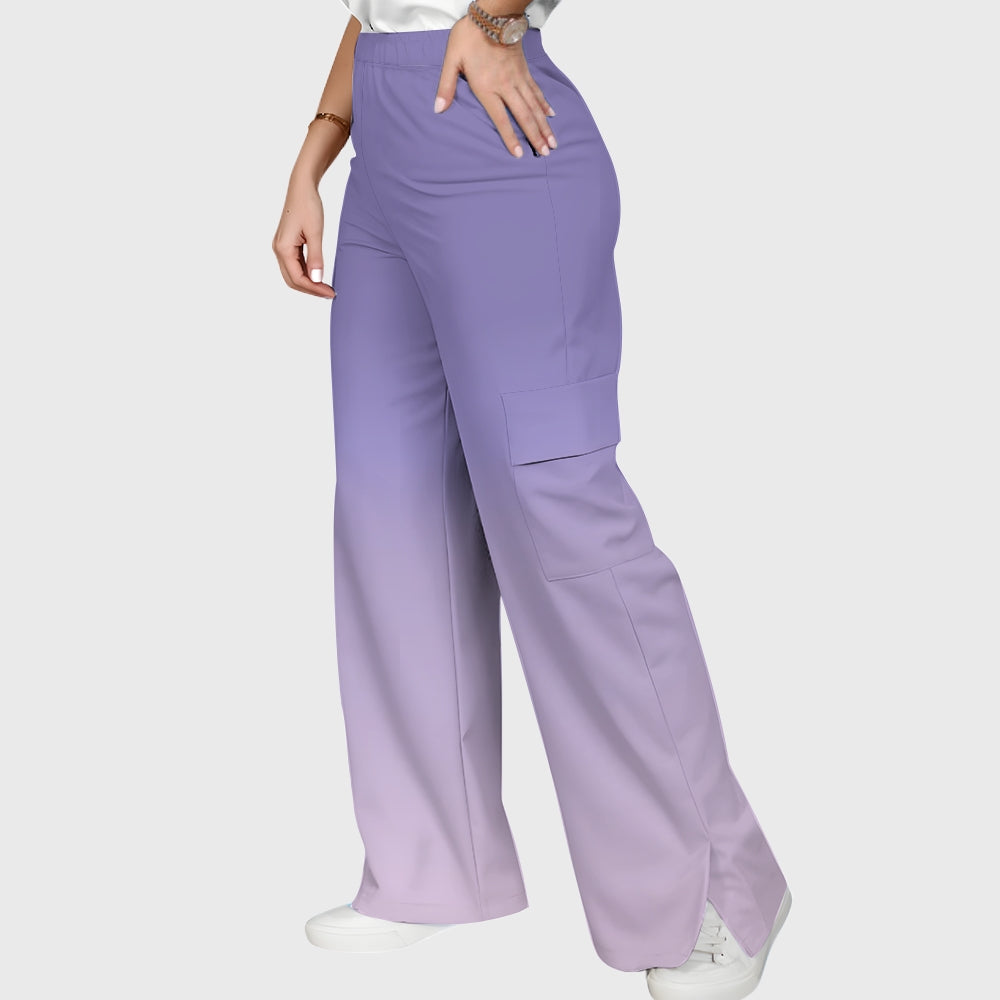Women's City Map Purple Ombre Printed Scrub Set SG11