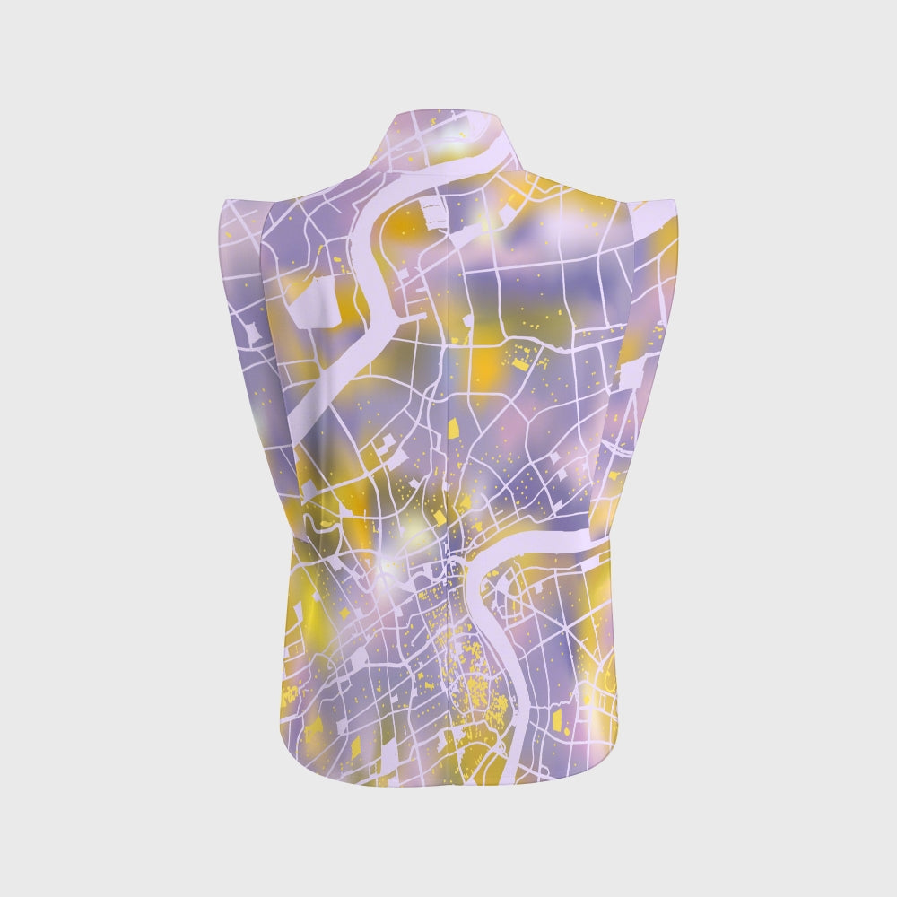 Women's City Map Purple Ombre Printed Scrub Set SG11
