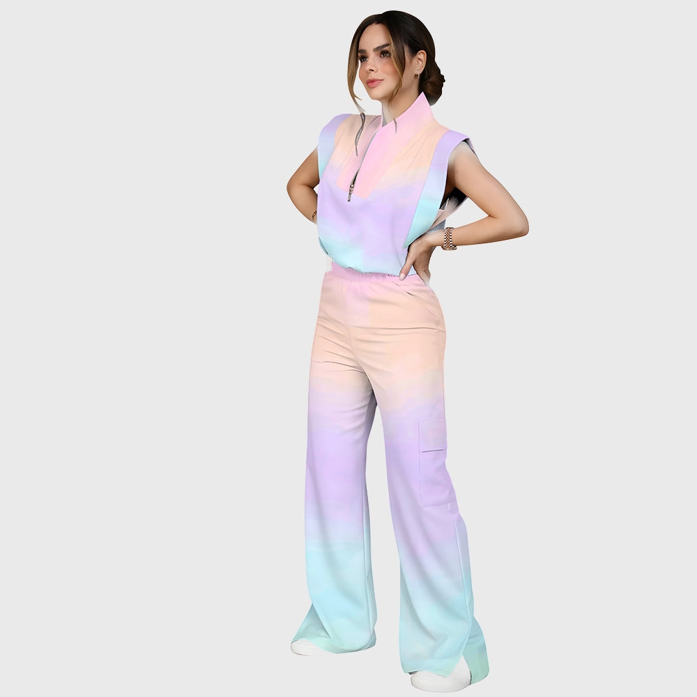 Women's Rainbow Ombre Printed Scrub Set SG12