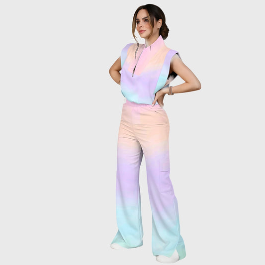 Women's Rainbow Ombre Printed Scrub Set SG12