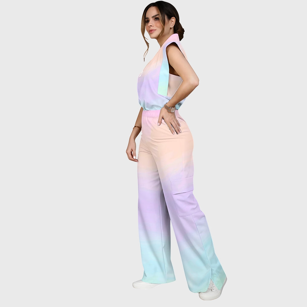 Women's Rainbow Ombre Printed Scrub Set SG12