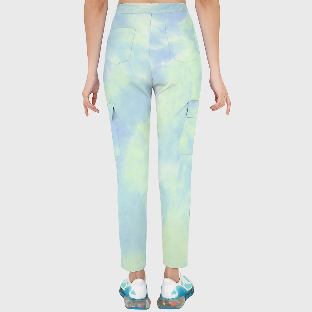 Women's Green Blue Tie-Dye Printed Scrub Set SG13
