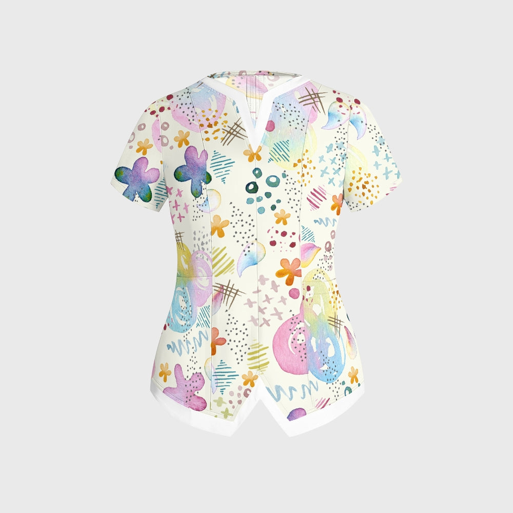Women's Vibrant Spring Printed Scrub Set SG14