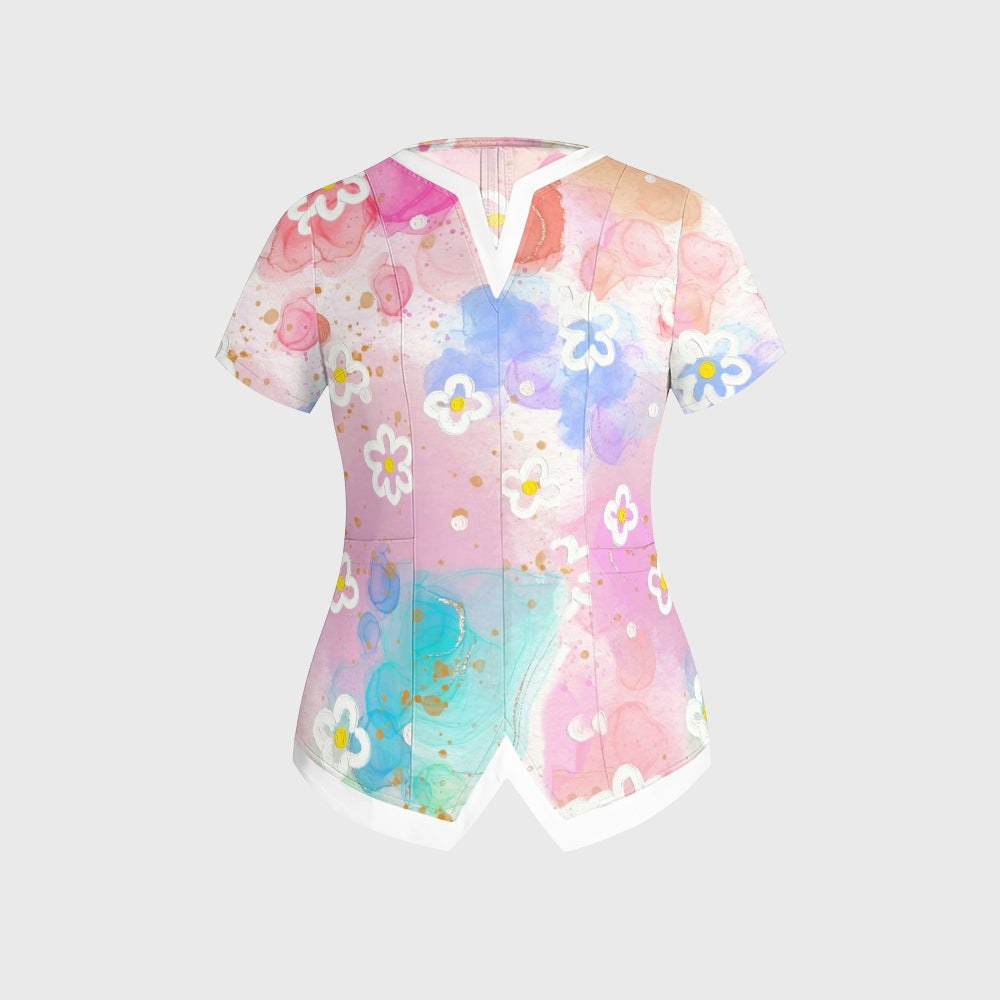 Women's Pastel Floral Printed Scrub Set SG16