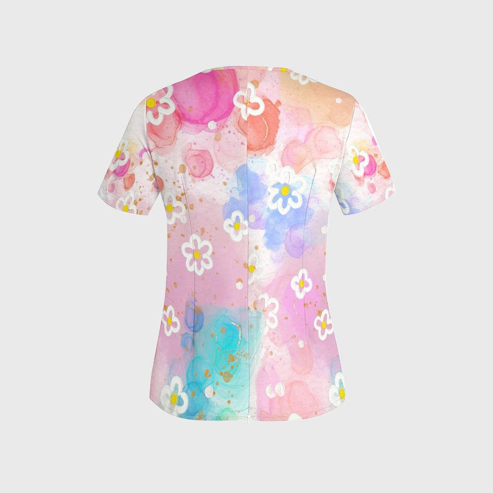 Women's Pastel Floral Printed Scrub Set SG16