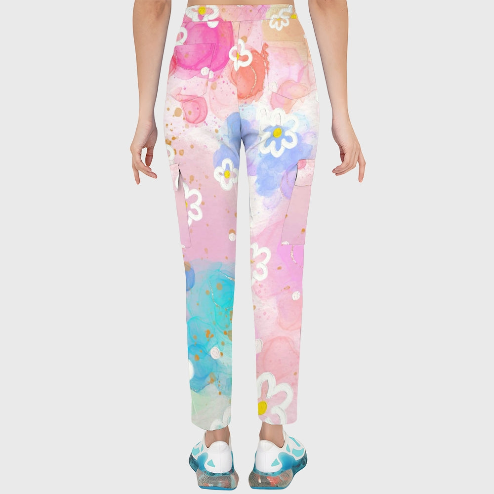 Women's Pastel Floral Printed Scrub Set SG16